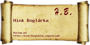 Hink Boglárka névjegykártya